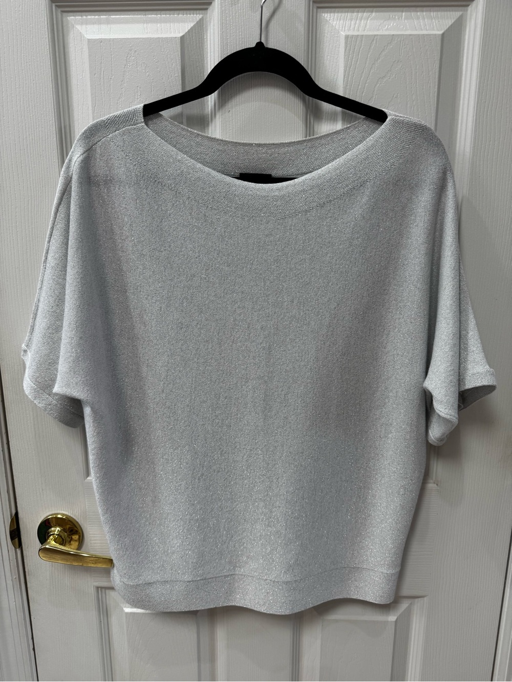 Talbots Light Gray Sparkle Boatneck Short-Sleeve Sweater